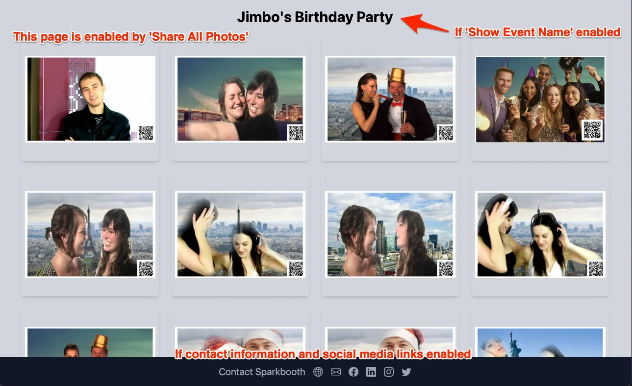 QRCode Photos event page screenshot